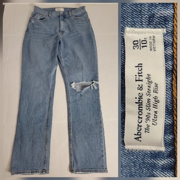 Abercrombie & Fitch Jeans Womens 30 Curve Love 90s Slim Straight Ultra High Rise - Picture 1 of 9